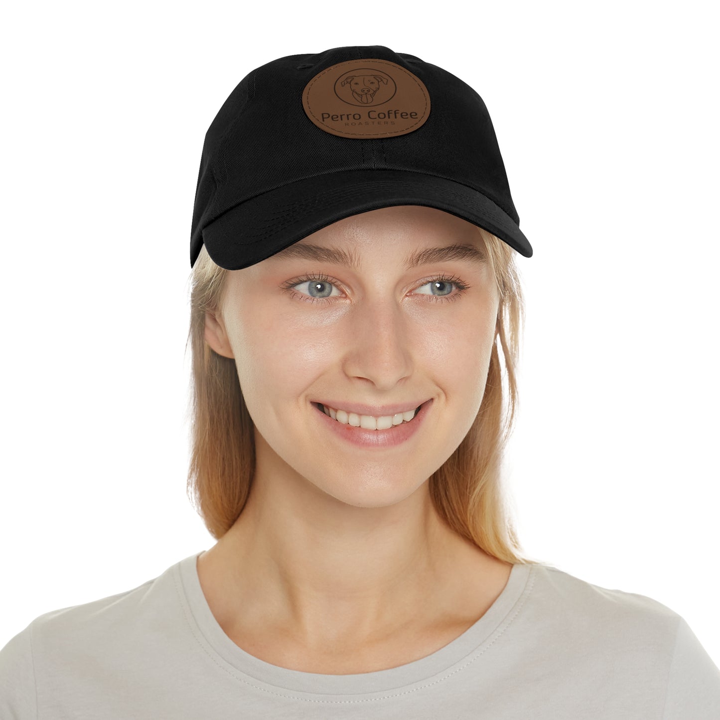 Dad Hat — Perro Coffee Round Leather Patch Cap