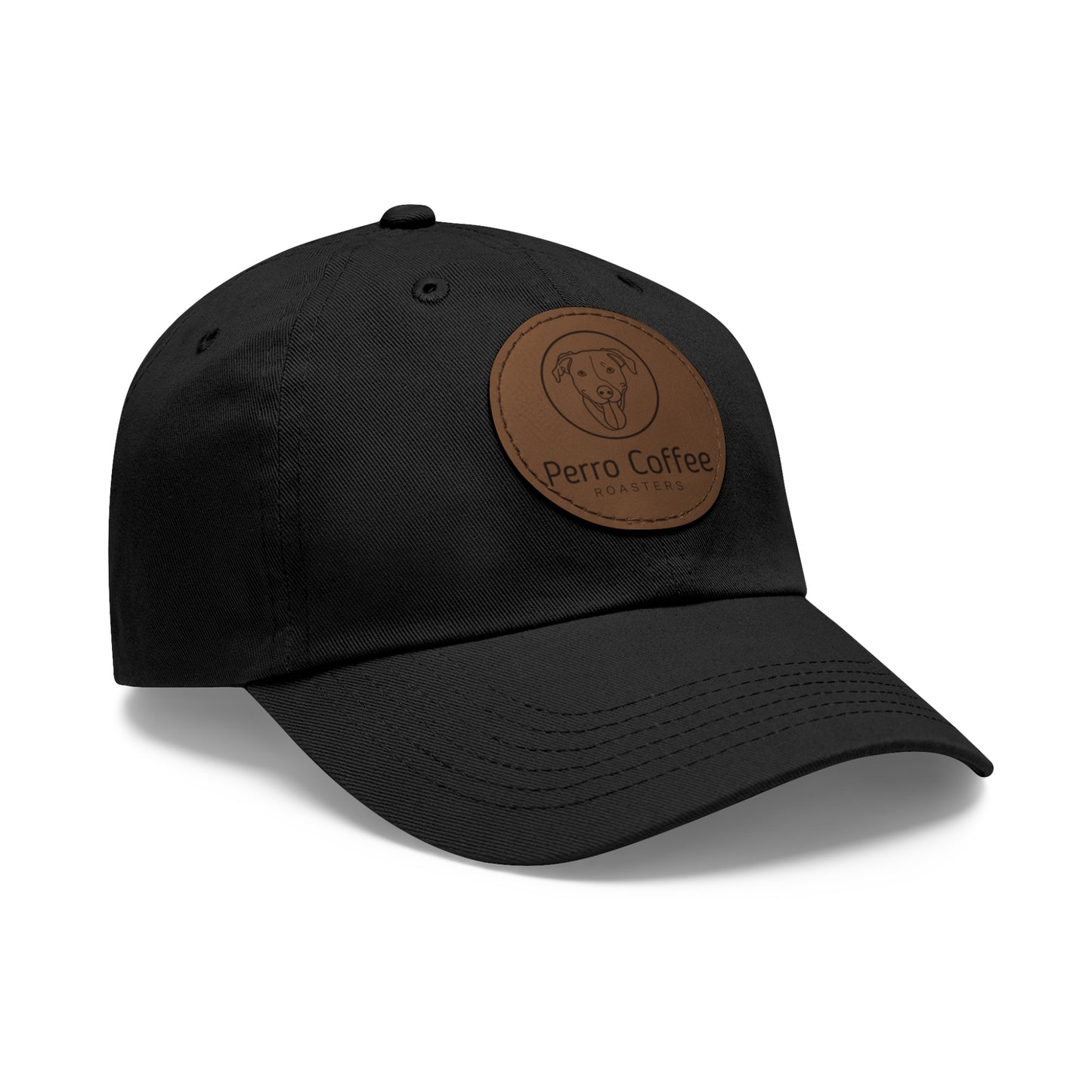 Dad Hat — Perro Coffee Round Leather Patch Cap